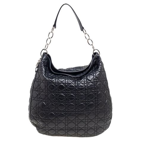 dior cannage black gold hardware hobo|Dior Black Quilted Cannage Soft Leather Large Hobo .